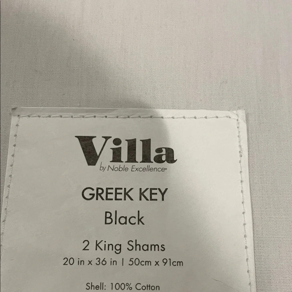 VILLA by Noble Excellence Greek Key Black/White King Duvet Cover and Shams | NIP